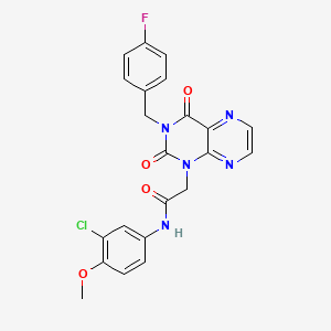 molecular formula C22H17ClFN5O4 B6550739 N-(3-chloro-4-methoxyphenyl)-2-{3-[(4-fluorophenyl)methyl]-2,4-dioxo-1,2,3,4-tetrahydropteridin-1-yl}acetamide CAS No. 1040657-53-1