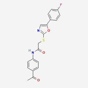 molecular formula C19H15FN2O3S B6550745 N-(4-acetylphenyl)-2-{[5-(4-fluorophenyl)-1,3-oxazol-2-yl]sulfanyl}acetamide CAS No. 1040657-65-5