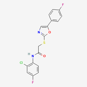 molecular formula C17H11ClF2N2O2S B6550760 N-(2-chloro-4-fluorophenyl)-2-{[5-(4-fluorophenyl)-1,3-oxazol-2-yl]sulfanyl}acetamide CAS No. 1040657-99-5