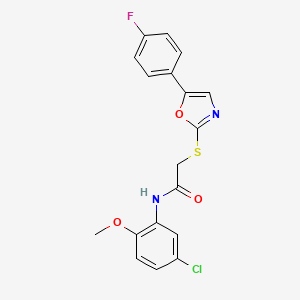 molecular formula C18H14ClFN2O3S B6550775 N-(5-chloro-2-methoxyphenyl)-2-{[5-(4-fluorophenyl)-1,3-oxazol-2-yl]sulfanyl}acetamide CAS No. 1040658-19-2