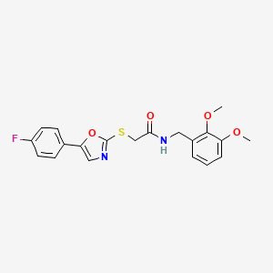 molecular formula C20H19FN2O4S B6550784 N-[(2,3-dimethoxyphenyl)methyl]-2-{[5-(4-fluorophenyl)-1,3-oxazol-2-yl]sulfanyl}acetamide CAS No. 1040658-39-6