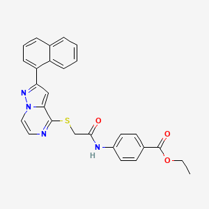 molecular formula C27H22N4O3S B6550792 ethyl 4-(2-{[2-(naphthalen-1-yl)pyrazolo[1,5-a]pyrazin-4-yl]sulfanyl}acetamido)benzoate CAS No. 1040659-05-9