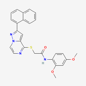 molecular formula C26H22N4O3S B6550801 N-(2,4-dimethoxyphenyl)-2-{[2-(naphthalen-1-yl)pyrazolo[1,5-a]pyrazin-4-yl]sulfanyl}acetamide CAS No. 1040659-15-1