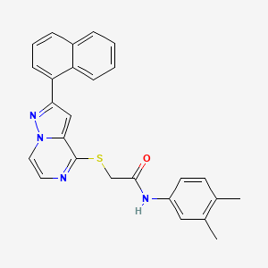 molecular formula C26H22N4OS B6550809 N-(3,4-dimethylphenyl)-2-{[2-(naphthalen-1-yl)pyrazolo[1,5-a]pyrazin-4-yl]sulfanyl}acetamide CAS No. 1040659-25-3