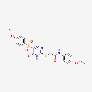 molecular formula C22H23N3O6S2 B6550896 2-{[5-(4-ethoxybenzenesulfonyl)-6-oxo-1,6-dihydropyrimidin-2-yl]sulfanyl}-N-(4-ethoxyphenyl)acetamide CAS No. 1040633-87-1