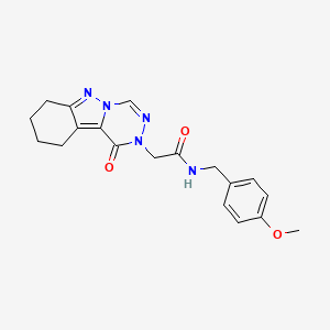 molecular formula C19H21N5O3 B6550903 N-[(4-methoxyphenyl)methyl]-2-{1-oxo-1H,2H,7H,8H,9H,10H-[1,2,4]triazino[4,5-b]indazol-2-yl}acetamide CAS No. 1030108-80-5