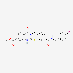 molecular formula C25H20FN3O4S B6550907 methyl 3-[(4-{[(4-fluorophenyl)methyl]carbamoyl}phenyl)methyl]-4-oxo-2-sulfanylidene-1,2,3,4-tetrahydroquinazoline-7-carboxylate CAS No. 1040634-22-7