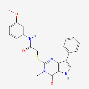 molecular formula C22H20N4O3S B6550937 N-(3-methoxyphenyl)-2-({3-methyl-4-oxo-7-phenyl-3H,4H,5H-pyrrolo[3,2-d]pyrimidin-2-yl}sulfanyl)acetamide CAS No. 1040637-12-4