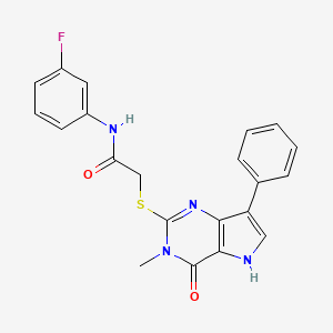 molecular formula C21H17FN4O2S B6550945 N-(3-fluorophenyl)-2-({3-methyl-4-oxo-7-phenyl-3H,4H,5H-pyrrolo[3,2-d]pyrimidin-2-yl}sulfanyl)acetamide CAS No. 1040637-36-2