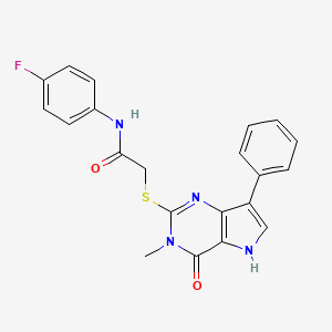 molecular formula C21H17FN4O2S B6550951 N-(4-fluorophenyl)-2-({3-methyl-4-oxo-7-phenyl-3H,4H,5H-pyrrolo[3,2-d]pyrimidin-2-yl}sulfanyl)acetamide CAS No. 1040637-44-2