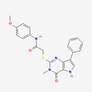 molecular formula C22H20N4O3S B6550952 N-(4-methoxyphenyl)-2-({3-methyl-4-oxo-7-phenyl-3H,4H,5H-pyrrolo[3,2-d]pyrimidin-2-yl}sulfanyl)acetamide CAS No. 1040637-20-4