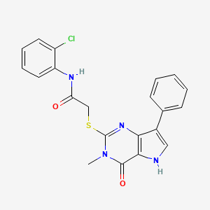 molecular formula C21H17ClN4O2S B6550957 N-(2-chlorophenyl)-2-({3-methyl-4-oxo-7-phenyl-3H,4H,5H-pyrrolo[3,2-d]pyrimidin-2-yl}sulfanyl)acetamide CAS No. 1040637-52-2