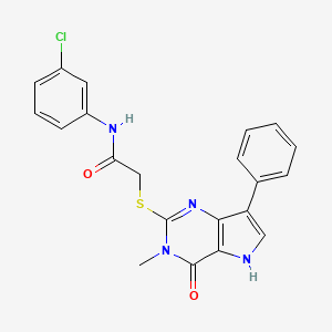 molecular formula C21H17ClN4O2S B6550959 N-(3-chlorophenyl)-2-({3-methyl-4-oxo-7-phenyl-3H,4H,5H-pyrrolo[3,2-d]pyrimidin-2-yl}sulfanyl)acetamide CAS No. 1040637-59-9