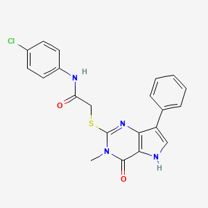 molecular formula C21H17ClN4O2S B6550967 N-(4-chlorophenyl)-2-({3-methyl-4-oxo-7-phenyl-3H,4H,5H-pyrrolo[3,2-d]pyrimidin-2-yl}sulfanyl)acetamide CAS No. 1040637-66-8