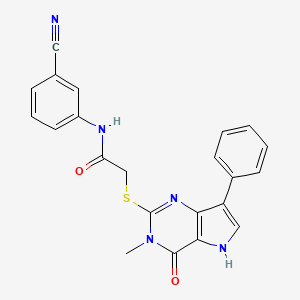 molecular formula C22H17N5O2S B6550999 N-(3-cyanophenyl)-2-({3-methyl-4-oxo-7-phenyl-3H,4H,5H-pyrrolo[3,2-d]pyrimidin-2-yl}sulfanyl)acetamide CAS No. 1040638-54-7
