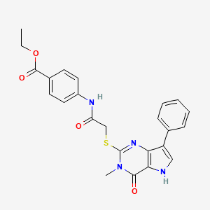 molecular formula C24H22N4O4S B6551002 ethyl 4-[2-({3-methyl-4-oxo-7-phenyl-3H,4H,5H-pyrrolo[3,2-d]pyrimidin-2-yl}sulfanyl)acetamido]benzoate CAS No. 1040638-70-7