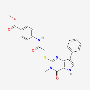 molecular formula C23H20N4O4S B6551007 methyl 4-(2-((3-methyl-4-oxo-7-phenyl-4,5-dihydro-3H-pyrrolo[3,2-d]pyrimidin-2-yl)thio)acetamido)benzoate CAS No. 1040638-78-5