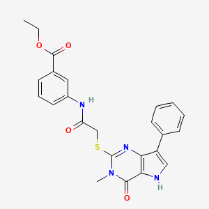 molecular formula C24H22N4O4S B6551018 ethyl 3-[2-({3-methyl-4-oxo-7-phenyl-3H,4H,5H-pyrrolo[3,2-d]pyrimidin-2-yl}sulfanyl)acetamido]benzoate CAS No. 1040638-86-5