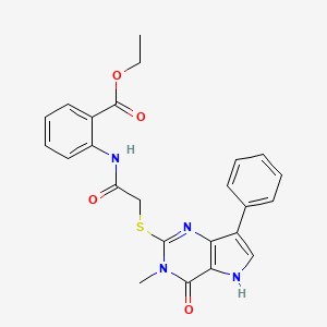molecular formula C24H22N4O4S B6551027 ethyl 2-[2-({3-methyl-4-oxo-7-phenyl-3H,4H,5H-pyrrolo[3,2-d]pyrimidin-2-yl}sulfanyl)acetamido]benzoate CAS No. 1040639-02-8