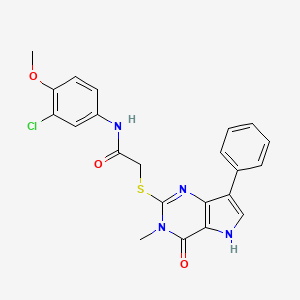 molecular formula C22H19ClN4O3S B6551044 N-(3-chloro-4-methoxyphenyl)-2-({3-methyl-4-oxo-7-phenyl-3H,4H,5H-pyrrolo[3,2-d]pyrimidin-2-yl}sulfanyl)acetamide CAS No. 1040639-26-6