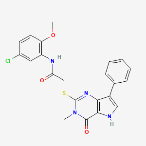 molecular formula C22H19ClN4O3S B6551048 N-(5-chloro-2-methoxyphenyl)-2-({3-methyl-4-oxo-7-phenyl-3H,4H,5H-pyrrolo[3,2-d]pyrimidin-2-yl}sulfanyl)acetamide CAS No. 1040639-33-5