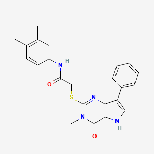 molecular formula C23H22N4O2S B6551056 N-(3,4-dimethylphenyl)-2-((3-methyl-4-oxo-7-phenyl-4,5-dihydro-3H-pyrrolo[3,2-d]pyrimidin-2-yl)thio)acetamide CAS No. 1040639-40-4