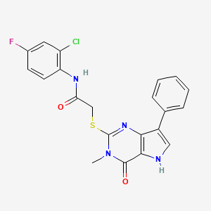 molecular formula C21H16ClFN4O2S B6551090 N-(2-chloro-4-fluorophenyl)-2-({3-methyl-4-oxo-7-phenyl-3H,4H,5H-pyrrolo[3,2-d]pyrimidin-2-yl}sulfanyl)acetamide CAS No. 1040662-81-4