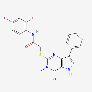 molecular formula C21H16F2N4O2S B6551091 N-(2,4-difluorophenyl)-2-({3-methyl-4-oxo-7-phenyl-3H,4H,5H-pyrrolo[3,2-d]pyrimidin-2-yl}sulfanyl)acetamide CAS No. 1040662-89-2