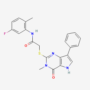molecular formula C22H19FN4O2S B6551097 N-(5-fluoro-2-methylphenyl)-2-({3-methyl-4-oxo-7-phenyl-3H,4H,5H-pyrrolo[3,2-d]pyrimidin-2-yl}sulfanyl)acetamide CAS No. 1040662-97-2