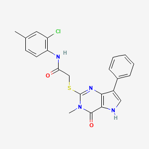 molecular formula C22H19ClN4O2S B6551110 N-(2-chloro-4-methylphenyl)-2-({3-methyl-4-oxo-7-phenyl-3H,4H,5H-pyrrolo[3,2-d]pyrimidin-2-yl}sulfanyl)acetamide CAS No. 1040663-21-5