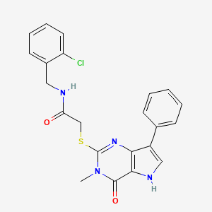 molecular formula C22H19ClN4O2S B6551122 N-[(2-chlorophenyl)methyl]-2-({3-methyl-4-oxo-7-phenyl-3H,4H,5H-pyrrolo[3,2-d]pyrimidin-2-yl}sulfanyl)acetamide CAS No. 1040663-45-3