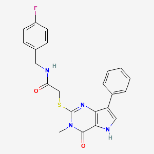 molecular formula C22H19FN4O2S B6551123 N-[(4-fluorophenyl)methyl]-2-({3-methyl-4-oxo-7-phenyl-3H,4H,5H-pyrrolo[3,2-d]pyrimidin-2-yl}sulfanyl)acetamide CAS No. 1040663-61-3