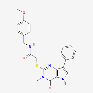 molecular formula C23H22N4O3S B6551130 N-[(4-methoxyphenyl)methyl]-2-({3-methyl-4-oxo-7-phenyl-3H,4H,5H-pyrrolo[3,2-d]pyrimidin-2-yl}sulfanyl)acetamide CAS No. 1040663-53-3