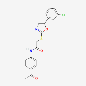 molecular formula C19H15ClN2O3S B6551195 N-(4-acetylphenyl)-2-{[5-(3-chlorophenyl)-1,3-oxazol-2-yl]sulfanyl}acetamide CAS No. 1040665-32-4