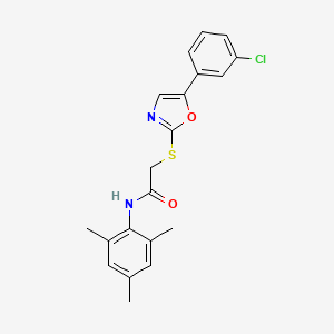 molecular formula C20H19ClN2O2S B6551245 2-{[5-(3-chlorophenyl)-1,3-oxazol-2-yl]sulfanyl}-N-(2,4,6-trimethylphenyl)acetamide CAS No. 1040666-15-6