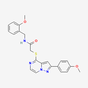 molecular formula C23H22N4O3S B6551320 N-[(2-methoxyphenyl)methyl]-2-{[2-(4-methoxyphenyl)pyrazolo[1,5-a]pyrazin-4-yl]sulfanyl}acetamide CAS No. 1040669-09-7