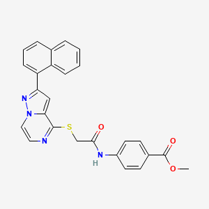 molecular formula C26H20N4O3S B6551326 methyl 4-(2-{[2-(naphthalen-1-yl)pyrazolo[1,5-a]pyrazin-4-yl]sulfanyl}acetamido)benzoate CAS No. 1040669-47-3