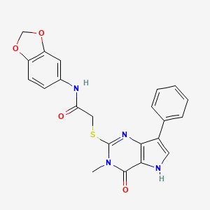molecular formula C22H18N4O4S B6551421 N-(1,3-benzodioxol-5-yl)-2-[(3-methyl-4-oxo-7-phenyl-4,5-dihydro-3H-pyrrolo[3,2-d]pyrimidin-2-yl)sulfanyl]acetamide CAS No. 1040647-26-4