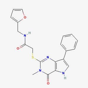 molecular formula C20H18N4O3S B6551436 N-[(furan-2-yl)methyl]-2-({3-methyl-4-oxo-7-phenyl-3H,4H,5H-pyrrolo[3,2-d]pyrimidin-2-yl}sulfanyl)acetamide CAS No. 1040647-63-9