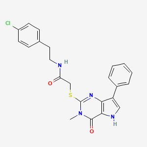 molecular formula C23H21ClN4O2S B6551444 N-[2-(4-chlorophenyl)ethyl]-2-({3-methyl-4-oxo-7-phenyl-3H,4H,5H-pyrrolo[3,2-d]pyrimidin-2-yl}sulfanyl)acetamide CAS No. 1040647-73-1