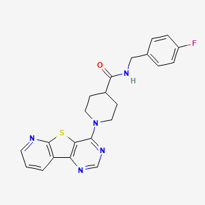 molecular formula C22H20FN5OS B6551476 N-[(4-fluorophenyl)methyl]-1-{8-thia-3,5,10-triazatricyclo[7.4.0.0^{2,7}]trideca-1(13),2(7),3,5,9,11-hexaen-6-yl}piperidine-4-carboxamide CAS No. 1040648-84-7