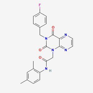 molecular formula C23H20FN5O3 B6551550 N-(2,4-dimethylphenyl)-2-{3-[(4-fluorophenyl)methyl]-2,4-dioxo-1,2,3,4-tetrahydropteridin-1-yl}acetamide CAS No. 1040677-42-6
