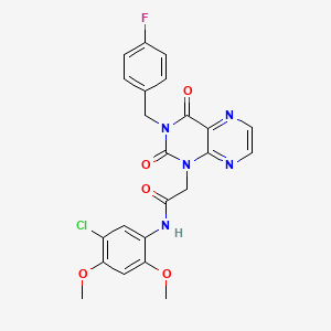 molecular formula C23H19ClFN5O5 B6551570 N-(5-chloro-2,4-dimethoxyphenyl)-2-{3-[(4-fluorophenyl)methyl]-2,4-dioxo-1,2,3,4-tetrahydropteridin-1-yl}acetamide CAS No. 1040677-70-0