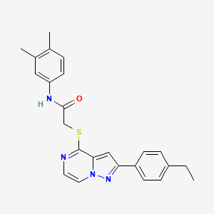 molecular formula C24H24N4OS B6551659 N-(3,4-dimethylphenyl)-2-{[2-(4-ethylphenyl)pyrazolo[1,5-a]pyrazin-4-yl]sulfanyl}acetamide CAS No. 1040650-50-7