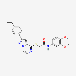 molecular formula C24H22N4O3S B6551696 N-(2,3-dihydro-1,4-benzodioxin-6-yl)-2-{[2-(4-ethylphenyl)pyrazolo[1,5-a]pyrazin-4-yl]sulfanyl}acetamide CAS No. 1040651-68-0