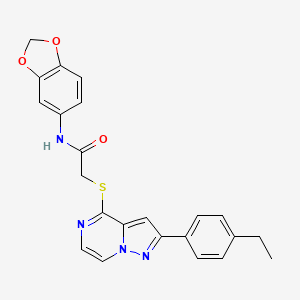 molecular formula C23H20N4O3S B6551697 N-(2H-1,3-benzodioxol-5-yl)-2-{[2-(4-ethylphenyl)pyrazolo[1,5-a]pyrazin-4-yl]sulfanyl}acetamide CAS No. 1040651-75-9