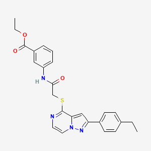 molecular formula C25H24N4O3S B6551732 ethyl 3-(2-{[2-(4-ethylphenyl)pyrazolo[1,5-a]pyrazin-4-yl]sulfanyl}acetamido)benzoate CAS No. 1040652-32-1