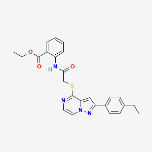 molecular formula C25H24N4O3S B6551747 ethyl 2-(2-{[2-(4-ethylphenyl)pyrazolo[1,5-a]pyrazin-4-yl]sulfanyl}acetamido)benzoate CAS No. 1040652-67-2
