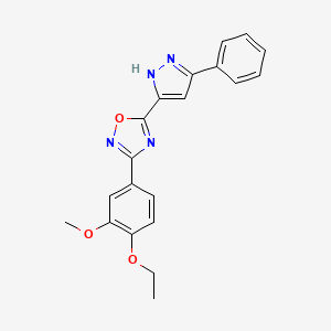 molecular formula C20H18N4O3 B6551753 3-(4-ethoxy-3-methoxyphenyl)-5-(3-phenyl-1H-pyrazol-5-yl)-1,2,4-oxadiazole CAS No. 1257833-99-0