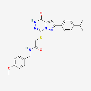 molecular formula C24H25N5O3S B6551799 N-[(4-methoxyphenyl)methyl]-2-({4-oxo-2-[4-(propan-2-yl)phenyl]-4H,5H-pyrazolo[1,5-d][1,2,4]triazin-7-yl}sulfanyl)acetamide CAS No. 1040656-00-5